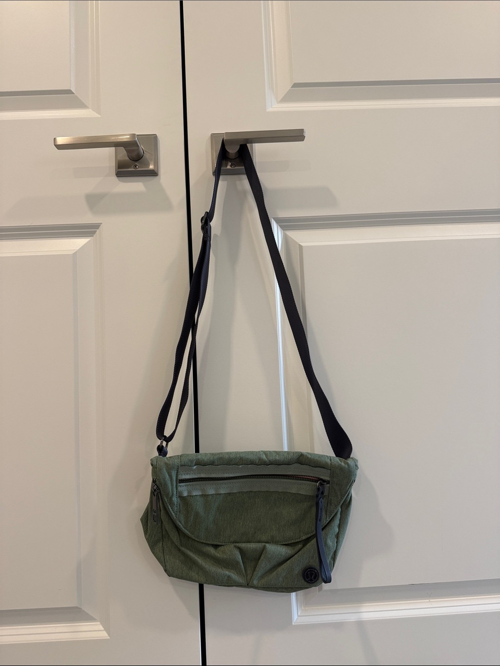 Olive Green Crossbody Bag with Adjustable Black Strap